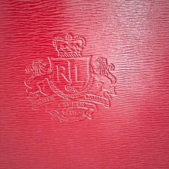 Lauren Ralph Lauren Large Leather Tote in a FUN Orange - Picture 4 of 12